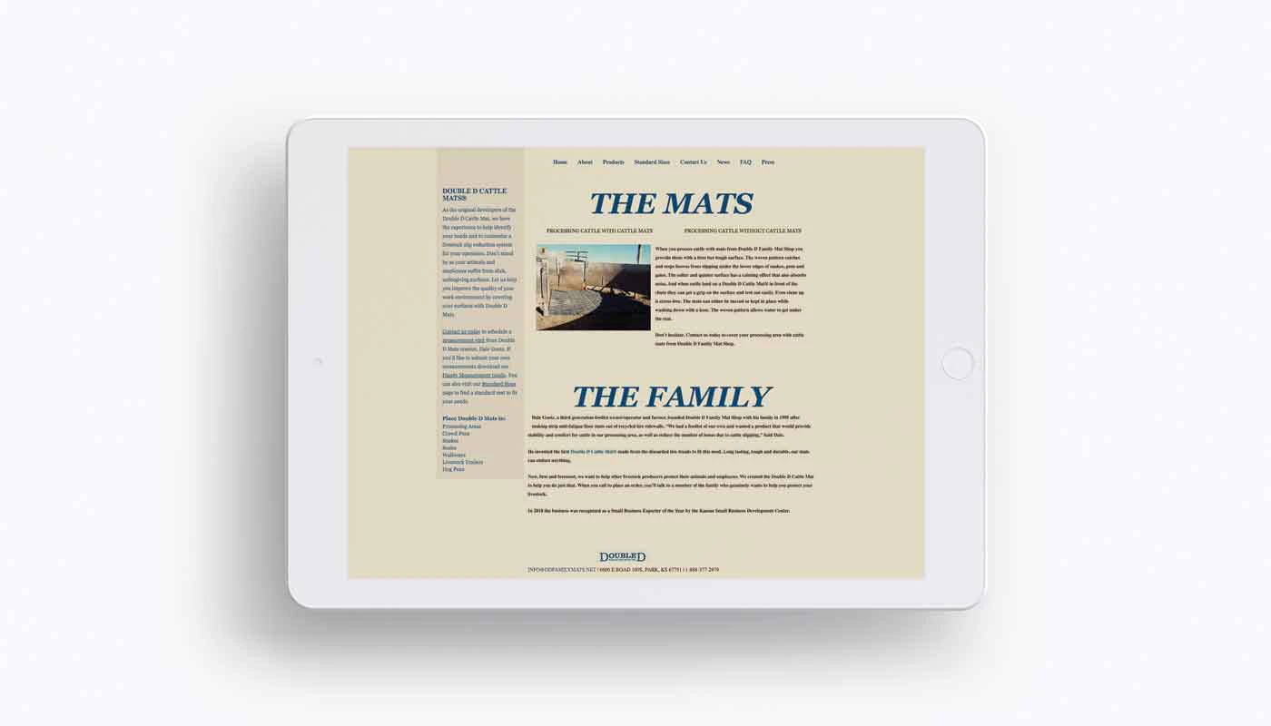 Outdated sample of Double D Mat Shop website